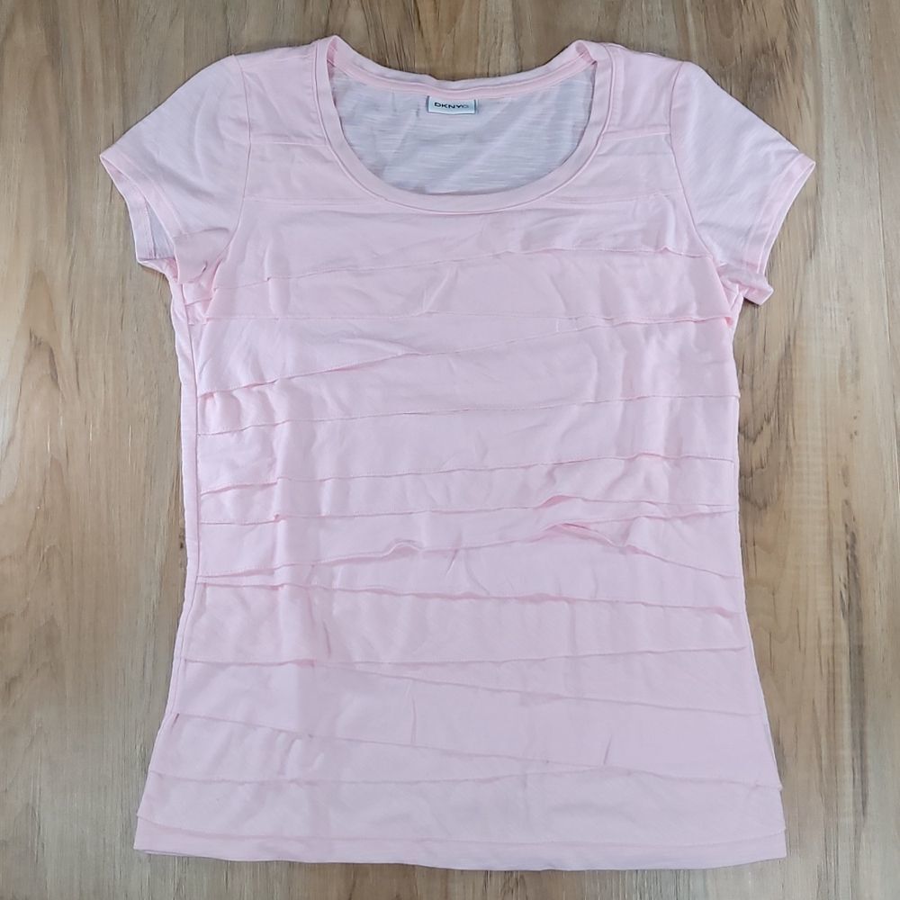 🔺️DKNYC Pink Tiered Ruffles Short Sleeve Top Medium